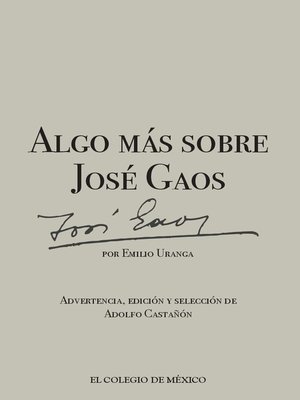 cover image of Algo más sobre José Gaos